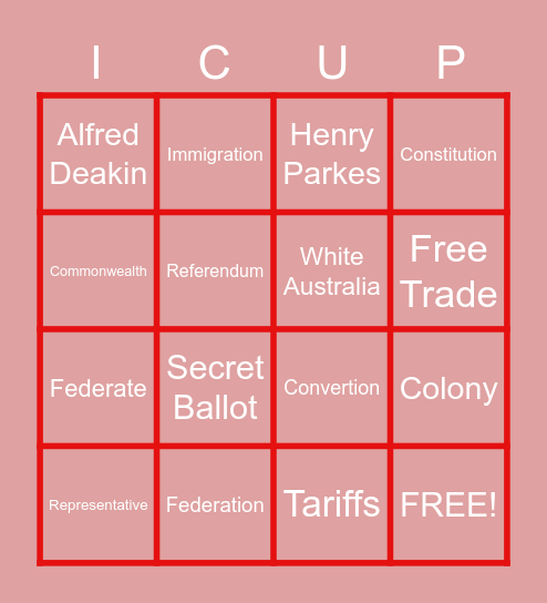 Federation Bingo Card