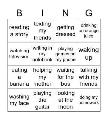 My Day Bingo Card