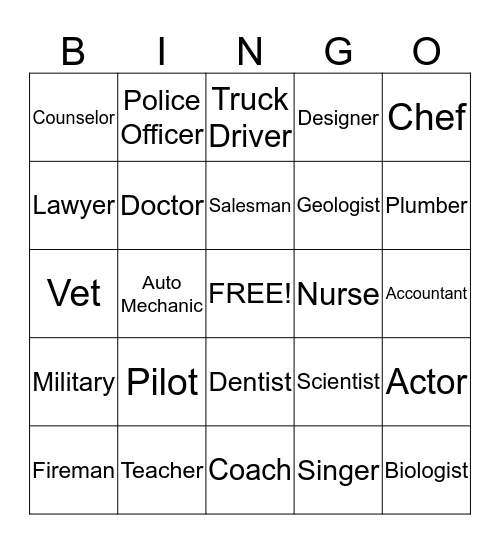 CAREERS Bingo Card