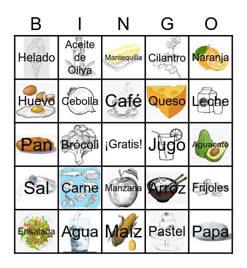 Comida Bingo Card