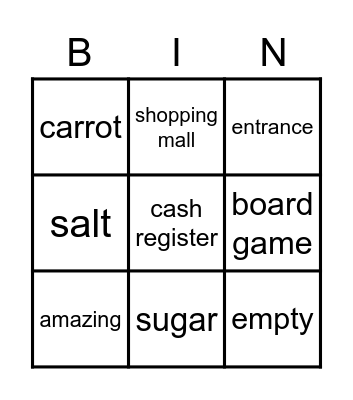U.6 Vocabulary Review Bingo Card