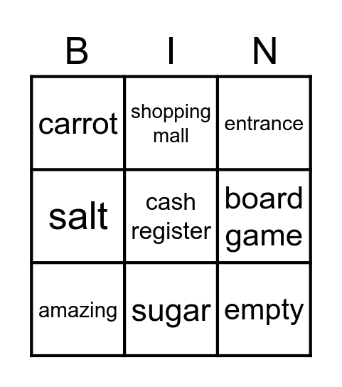 U.6 Vocabulary Review Bingo Card