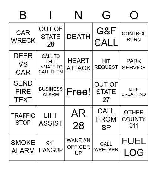 CALLS Bingo Card