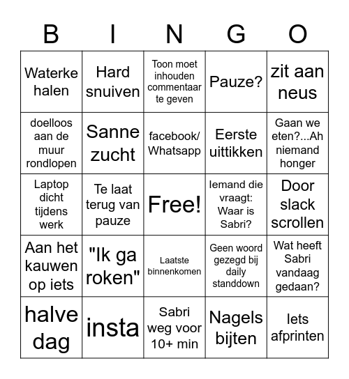 Sabri Bingo! Bingo Card