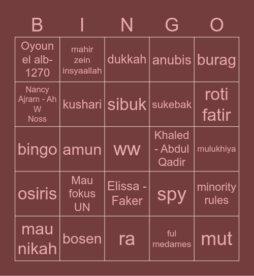 YOUNGHOON Bingo Card