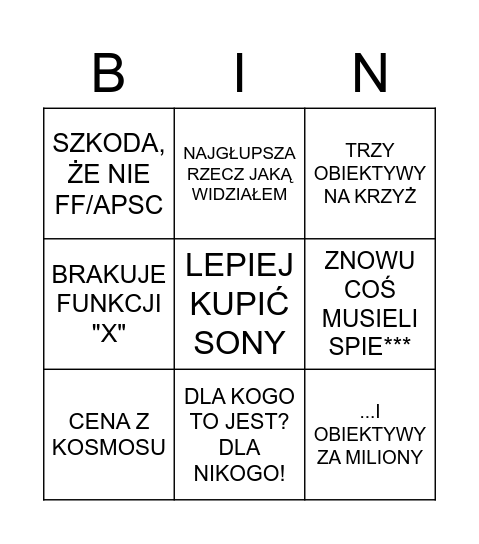 PREMIERA NOWEGO CANONA Bingo Card