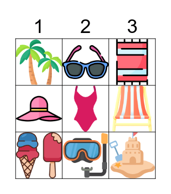 VERANO VOCABULARIO INFANTIL Bingo Card