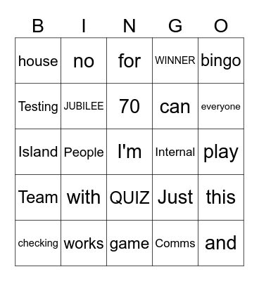 River Island Bingo Card