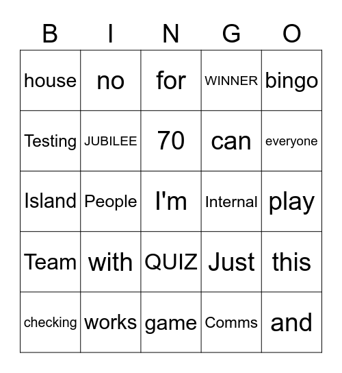 River Island Bingo Card