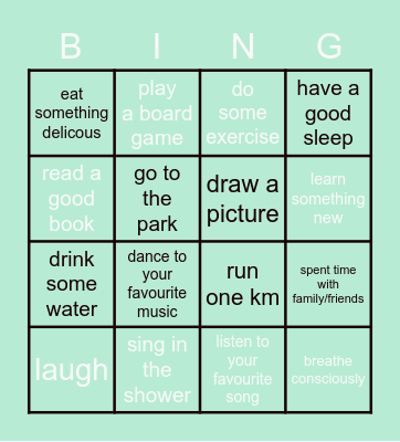 Healthy Being BinGO! Bingo Card