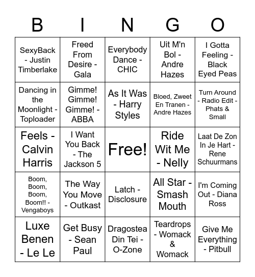 De Grote Jajem Disco Bingo Card