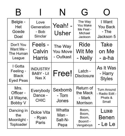 De Grote Jajem Disco Bingo Card