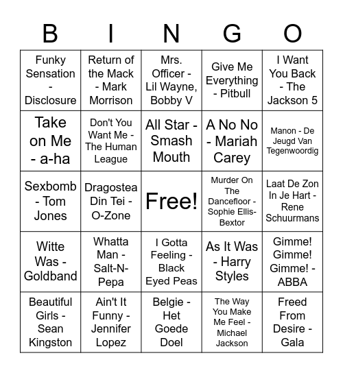 De Grote Jajem Disco Bingo Card