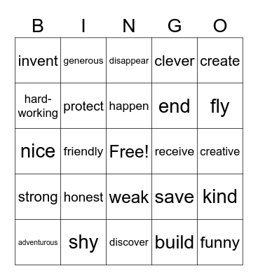 Unit 8 Vocabulary! Bingo Card