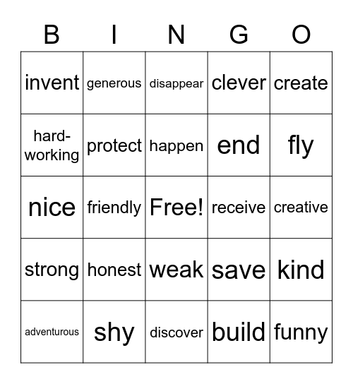 Unit 8 Vocabulary! Bingo Card