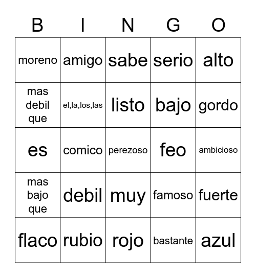 ¿Quién es? Bingo Card