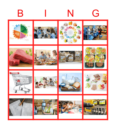 voedsel en supermarkt bingo Card