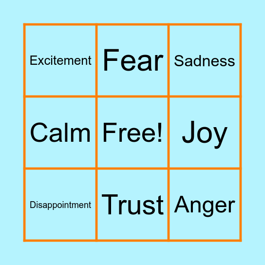 Feelings Music Bingo Card