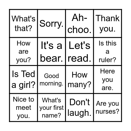 Conversation Bingo Card