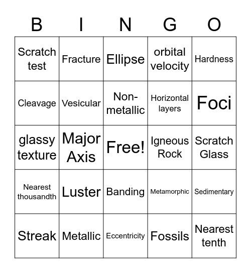 Lab Practical Review Bingo Card