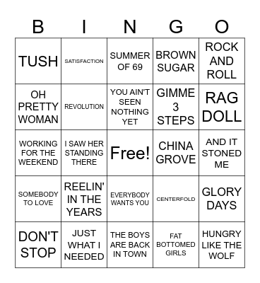 UPBEAT CLASSIC ROCK Bingo Card
