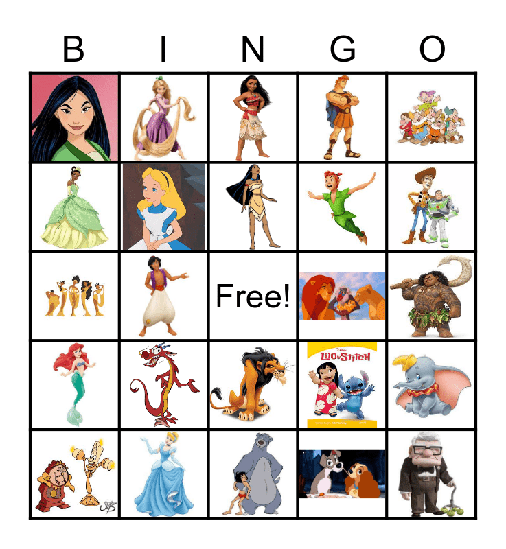 DISNEY CHARACTER BINGO Card