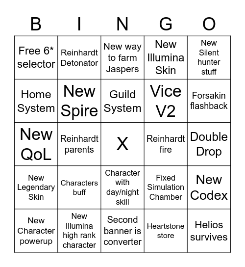 Alchemy First Anniversary Bingo Card