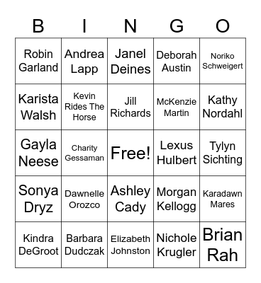 Getting To Know You Bingo Card
