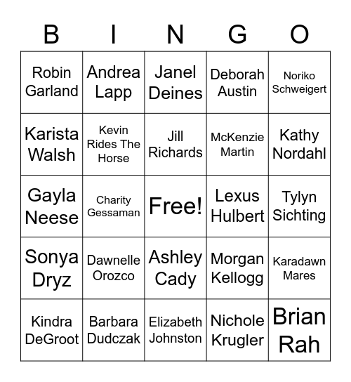 Getting To Know You Bingo Card