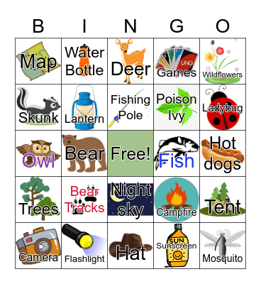 Camping at the park Bingo Card