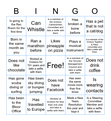 Find Someone Who... Bingo Card
