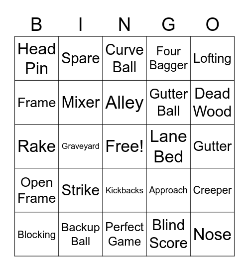 Bowling Bingo Card