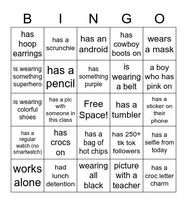 last day of school Bingo Card