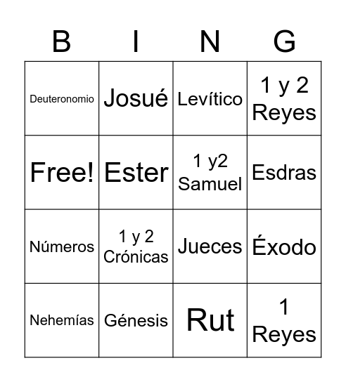 Libros de la Biblia Bingo Card