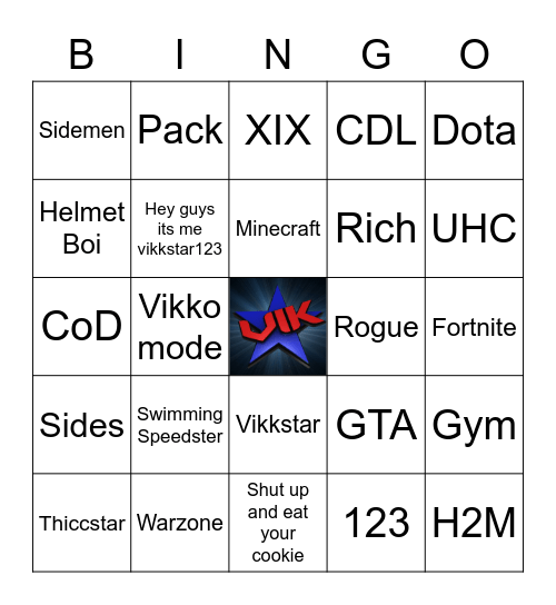 Vikkstar123 Bingo Card