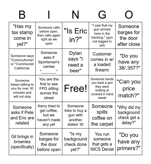 Ruff's Bingo Card