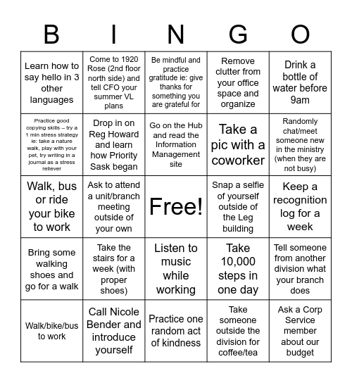 CSS June BINGO Challenge Bingo Card