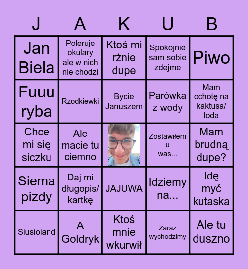 Jakub Bingo Card