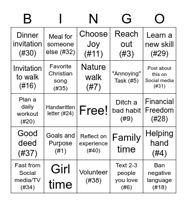 40/40 Bingo Card