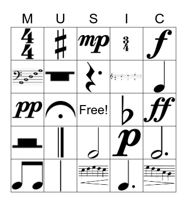 MUSICAL SYMBOLS Bingo Card