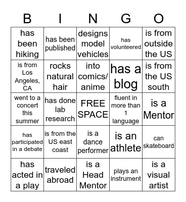 OBSA Bingo Card