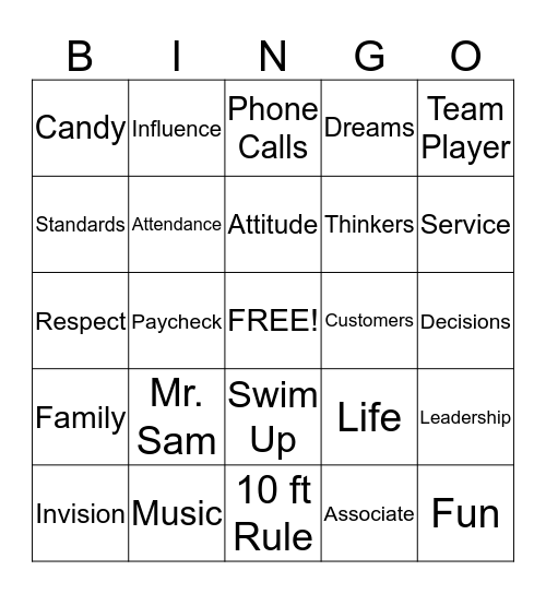 MY WALMART Bingo Card