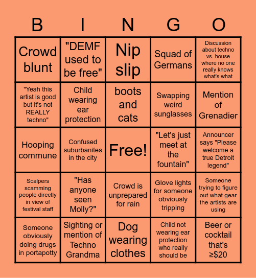 Movement 2022 Bingo Card