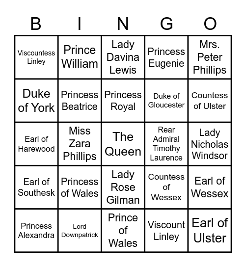 Queens Platinum Jubilee Bingo Card