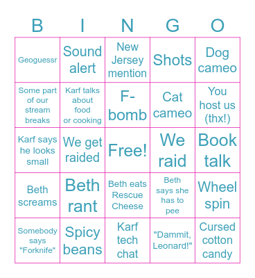 Awkward Social Bingo Card