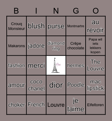Paris Bingo Card