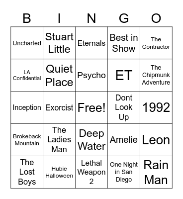 MOVIES 02 Bingo Card