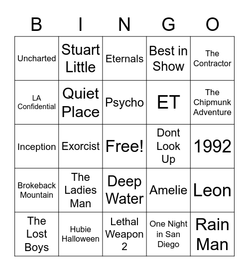 MOVIES 02 Bingo Card