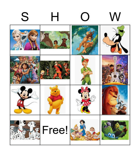 Disney Day Bingo Card