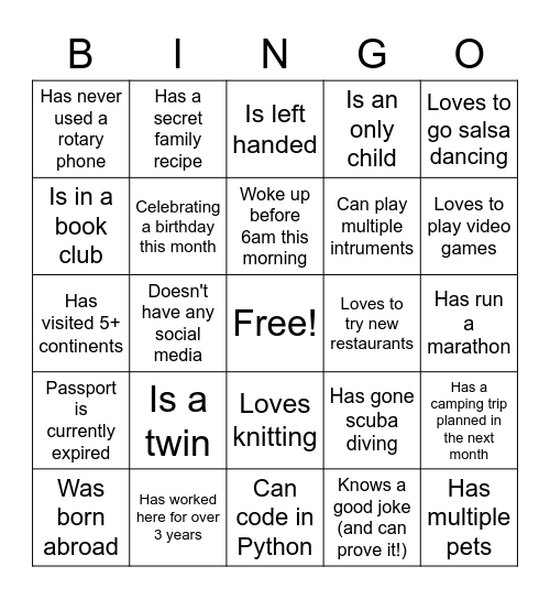 IDEAL BINGO Card